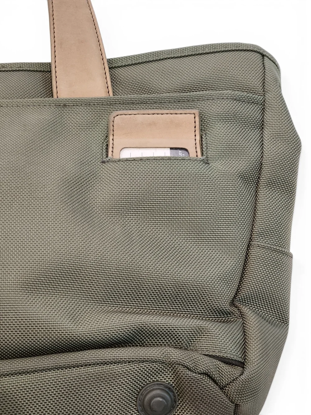 Briggs & Riley Olive Canvas Tote with Tan Leather Handles